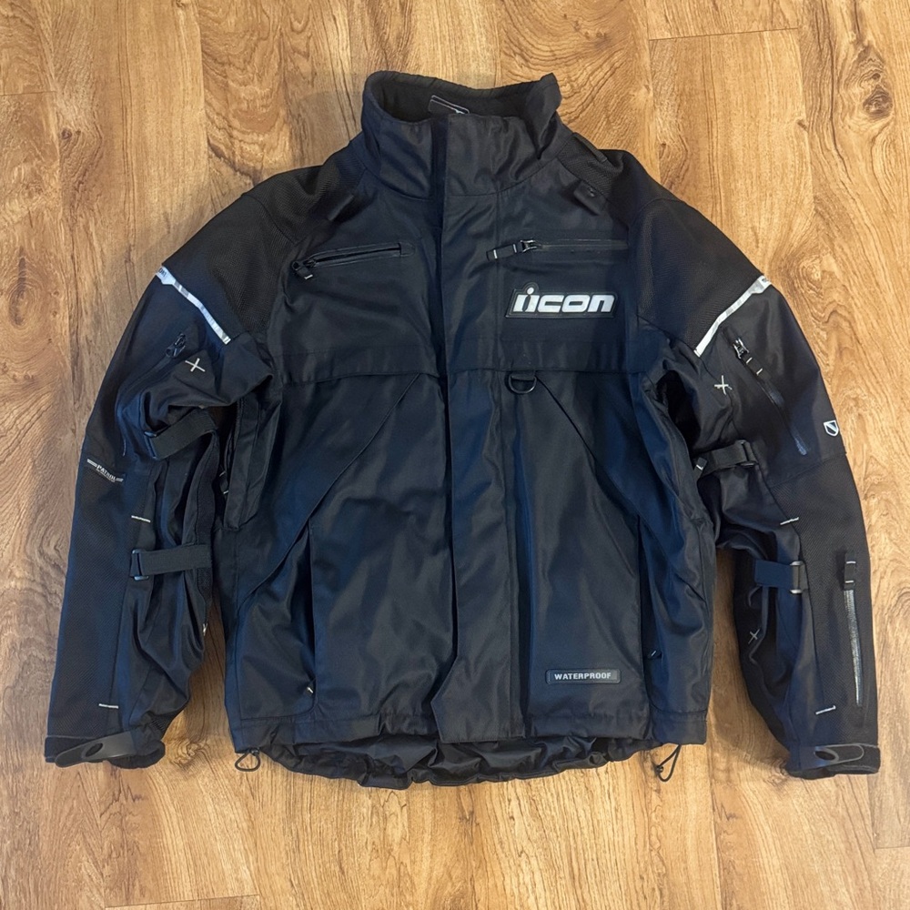 ICON Patrol Jacket Foul Weather Riding Gear Fiel Armor Equipped XL